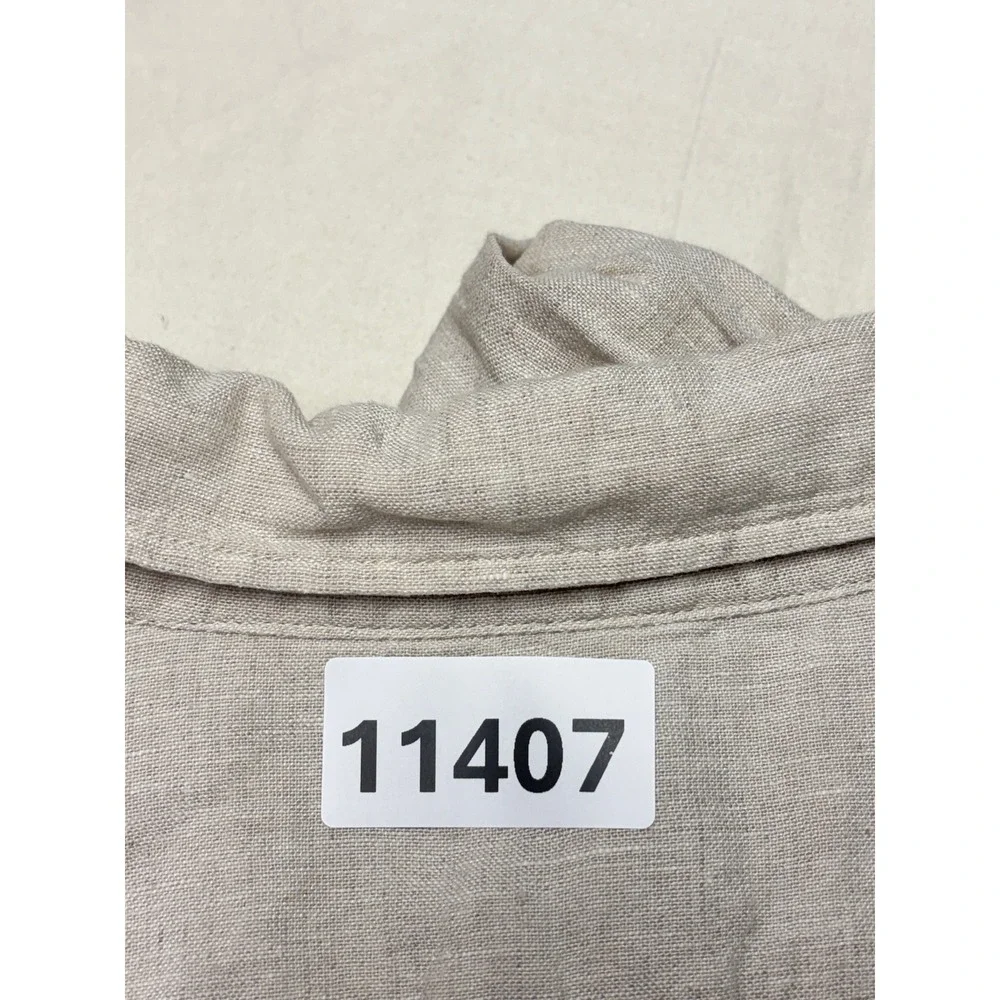 J.Crew Mens XXL Linen Cotton Blend Button Down Shirt Beige AL179 SP25